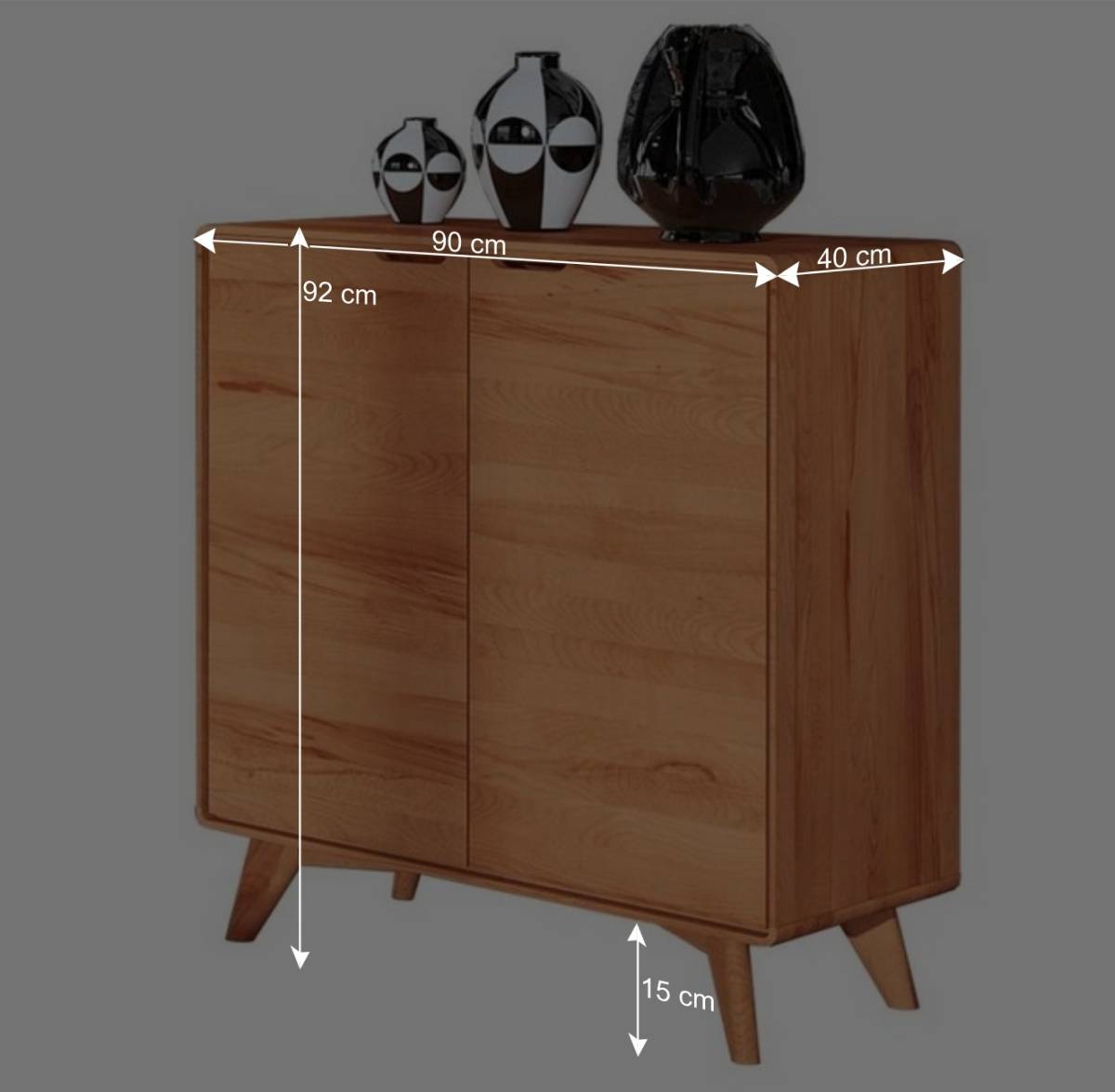 2-türige Kernbuche Kommode 90 cm breit - Junola I
