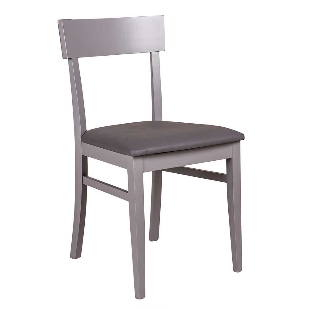 Buche Massivholzstuhl in Grau Spazion mit Kunstleder Sitz (2er Set)