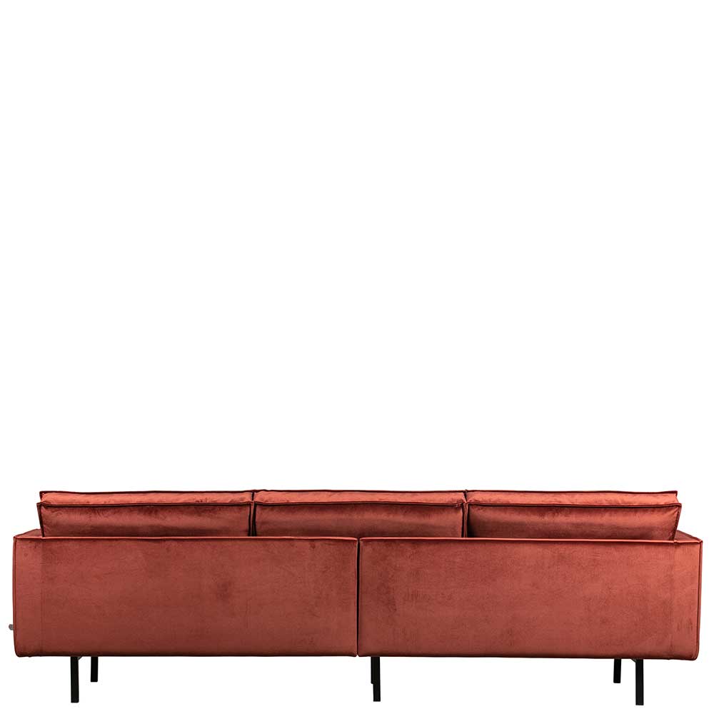 Retro Stil Polstersofa in Rotbraun Samt - Enzing