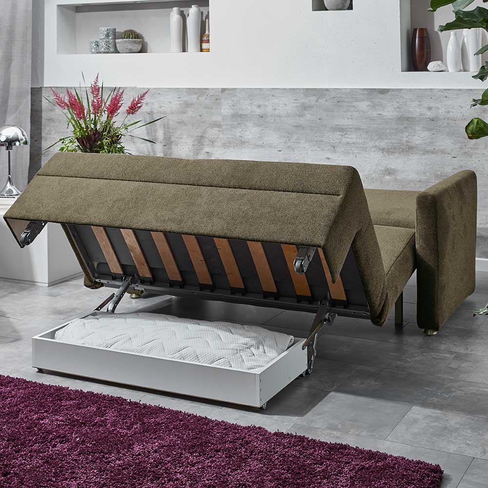 Hochwertiges Schlafsofa in Dunkelgrau Stoff - Floriva