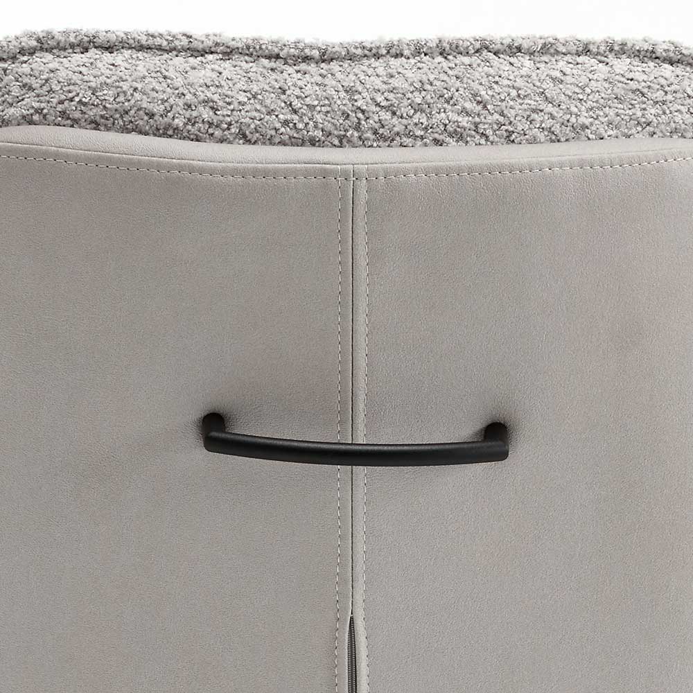 Armlehnenstuhl in Grau Boucle & Kunstleder - Amore (2er Set)