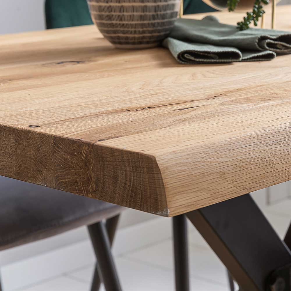 80cm breiter Eiche Esstisch mit Metallgestell - Vledona I