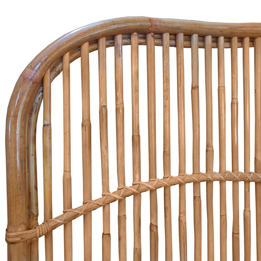 Rattan Kopfteil mit detailreicher Flechtung und vertikalen Streben in Natur – Teako