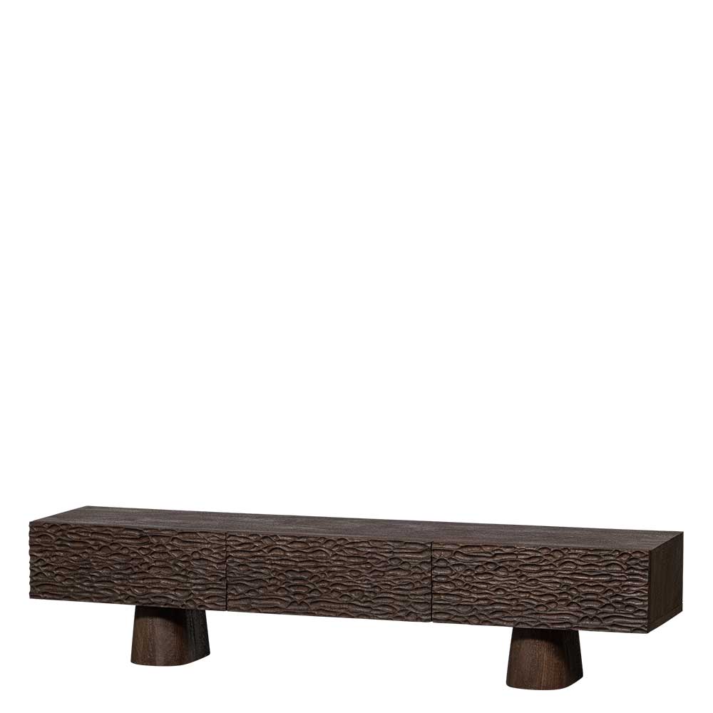 Design TV Lowboard aus Mangoholz in Walnuss Braun - Glancossa
