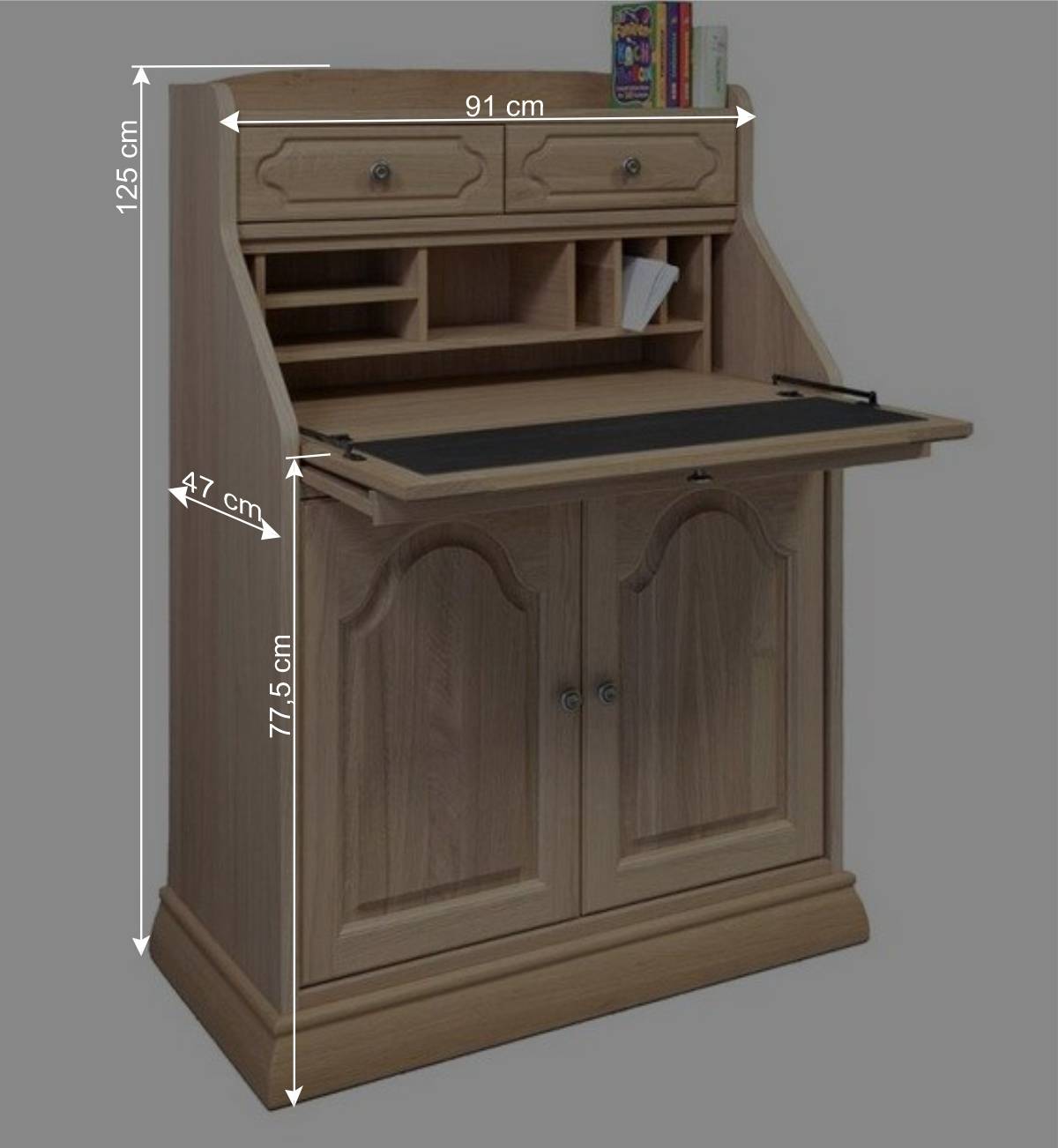 Klassischer Schreibschrank Sekretär aus Eiche - Hamptony