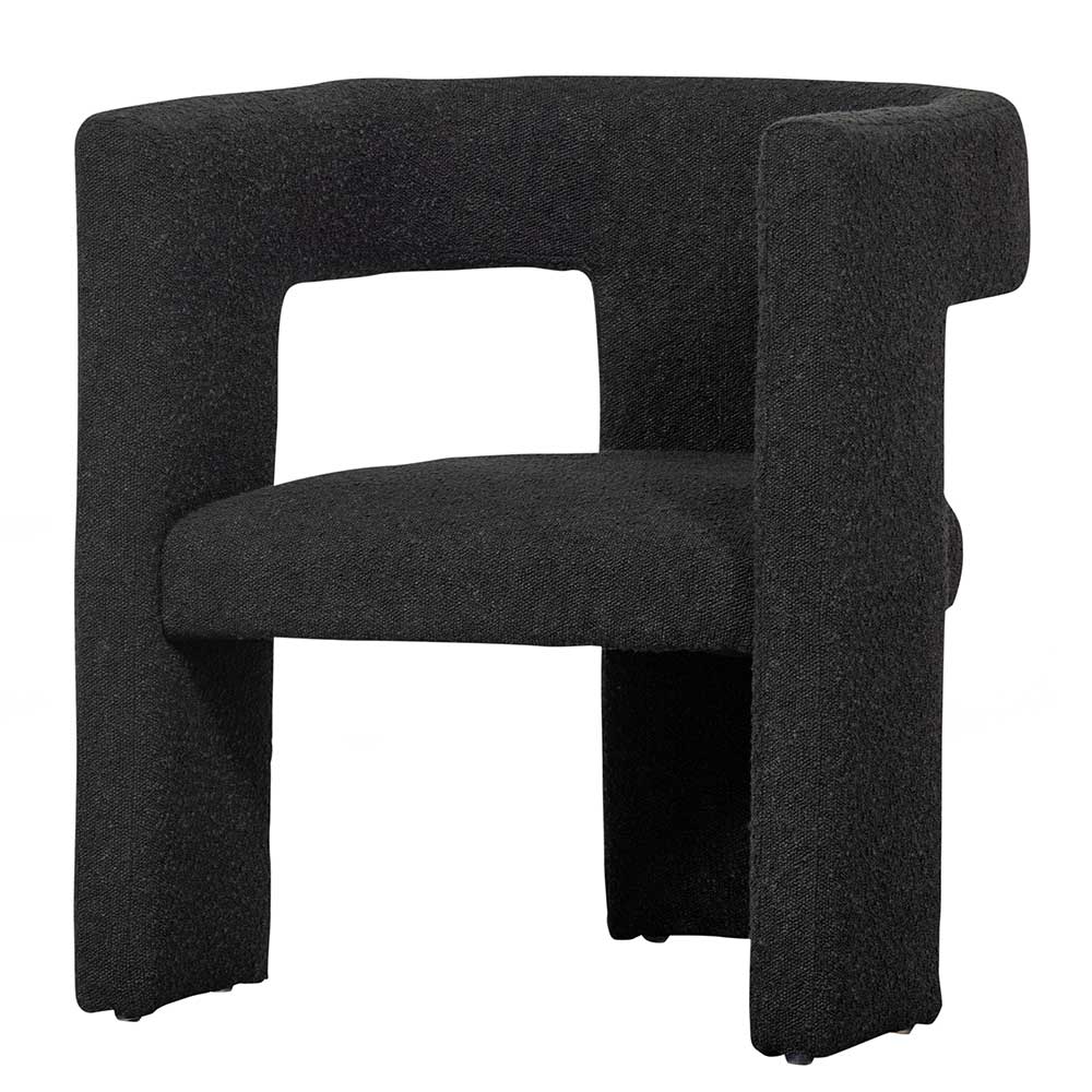 Moderner dunkelgrauer Boucle Cocktailsessel mit markanter Form – Seanno