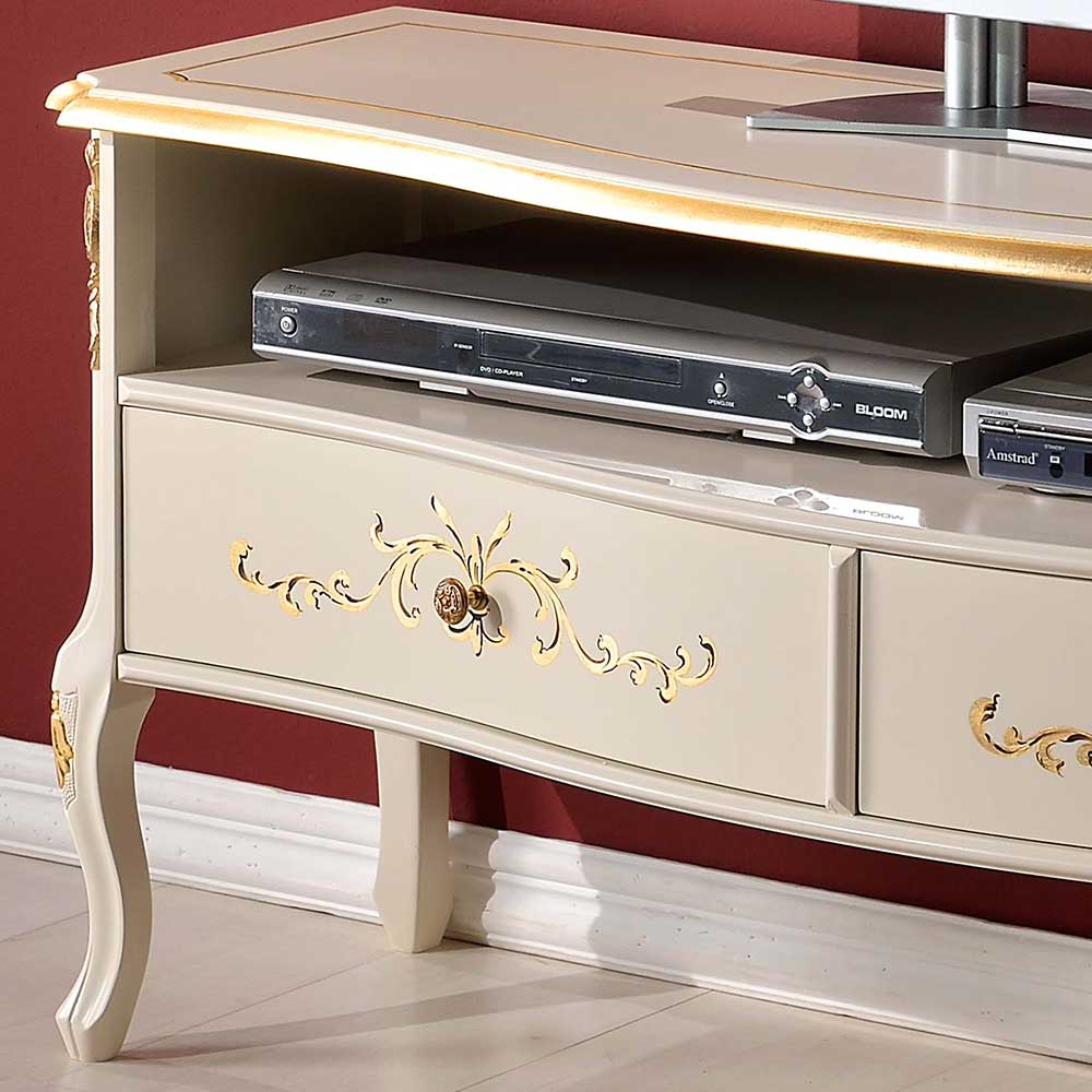 Barockstil TV Element in Cremeweiß & Gold - Iviada