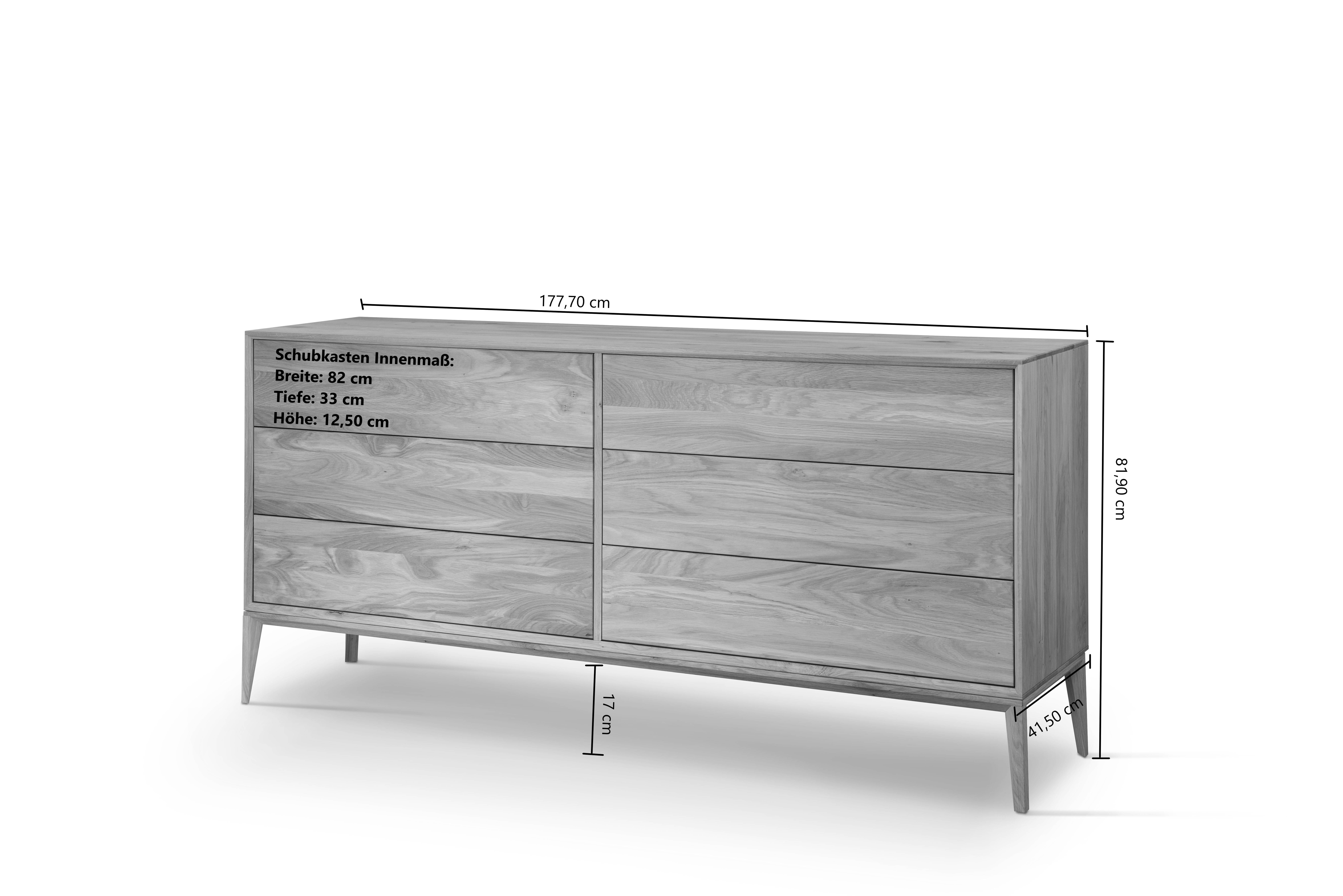Eiche Sideboard mit sechs Schubladen - Lamia