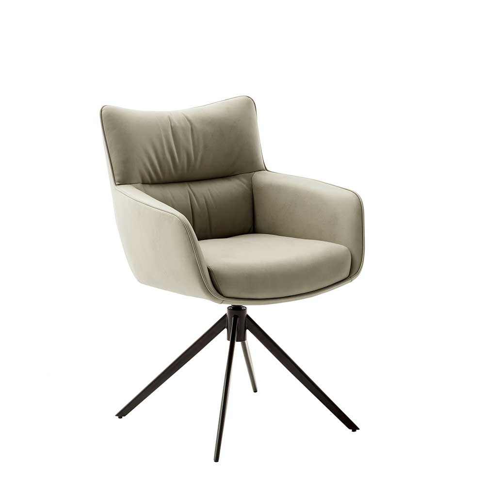 Leder Esstischstühle in Creme - drehbar - Klimaca (2er Set)