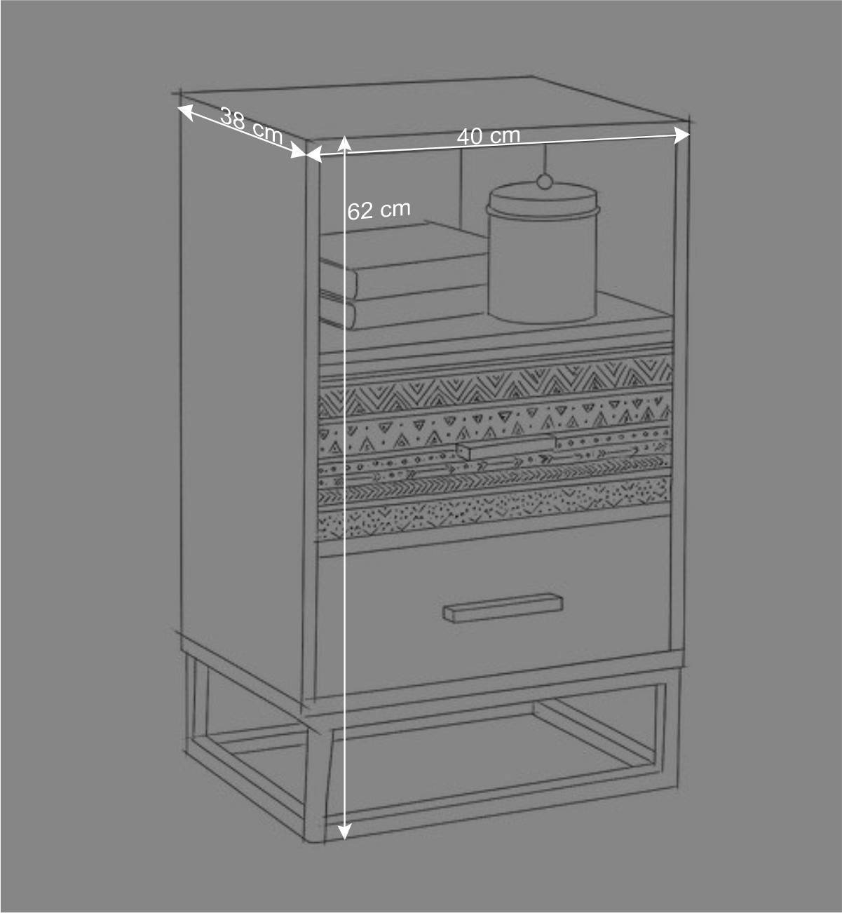 Design Nachtkommode mit 62 cm Höhe - Drondo