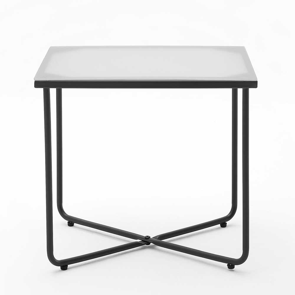44x41x35 Beistelltisch mit Weißglasplatte - Acamars