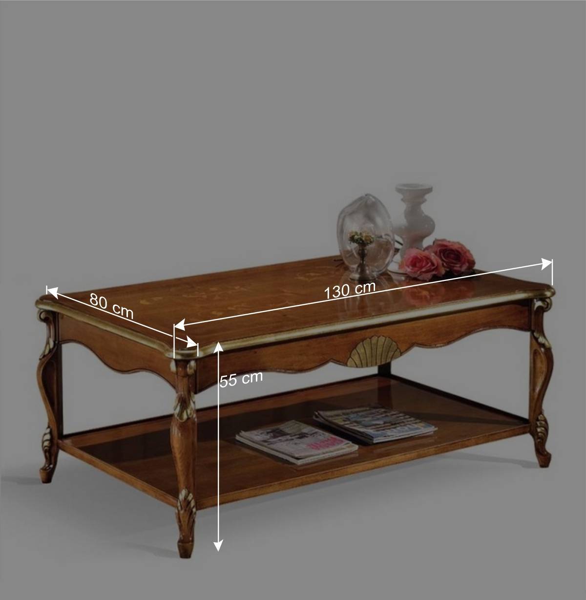 130x80 Wohnzimmertisch im Italienischen Stil - Carlenna