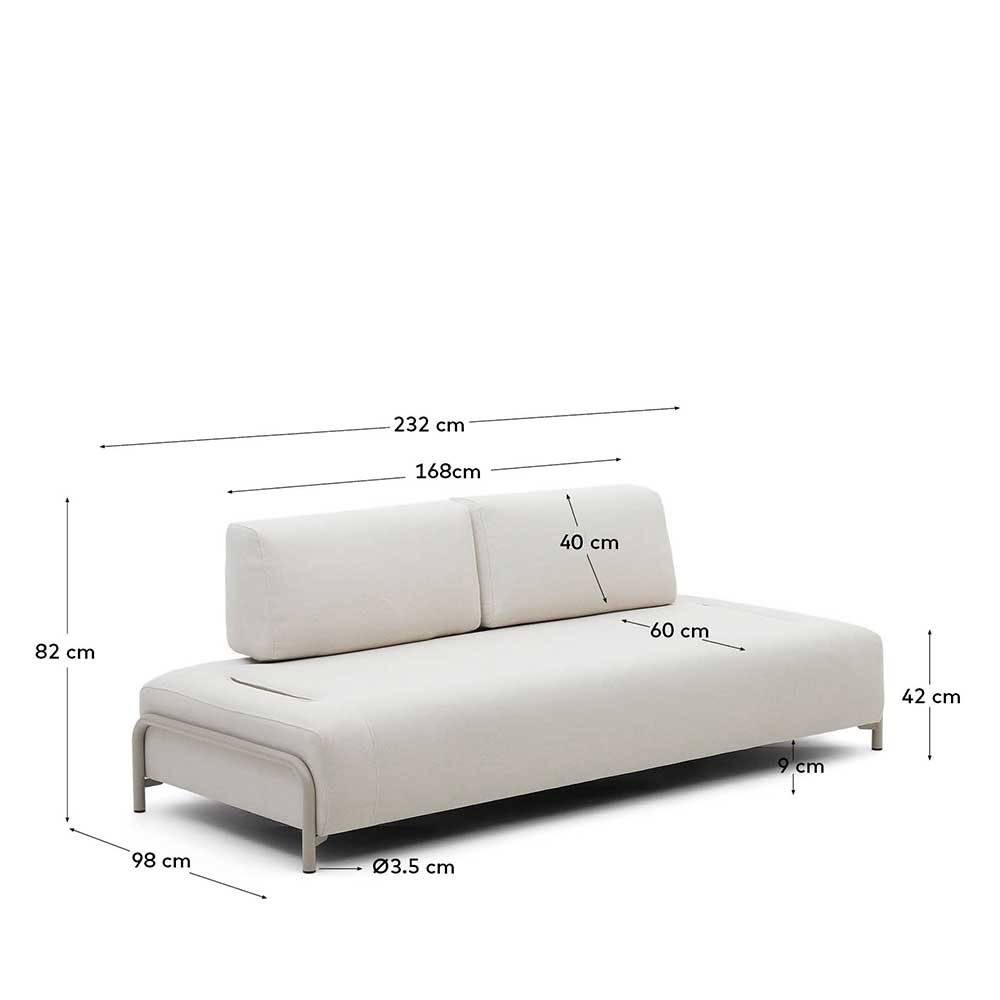 Dreisitzer Couch ohne Armlehnen in Beige - Turena
