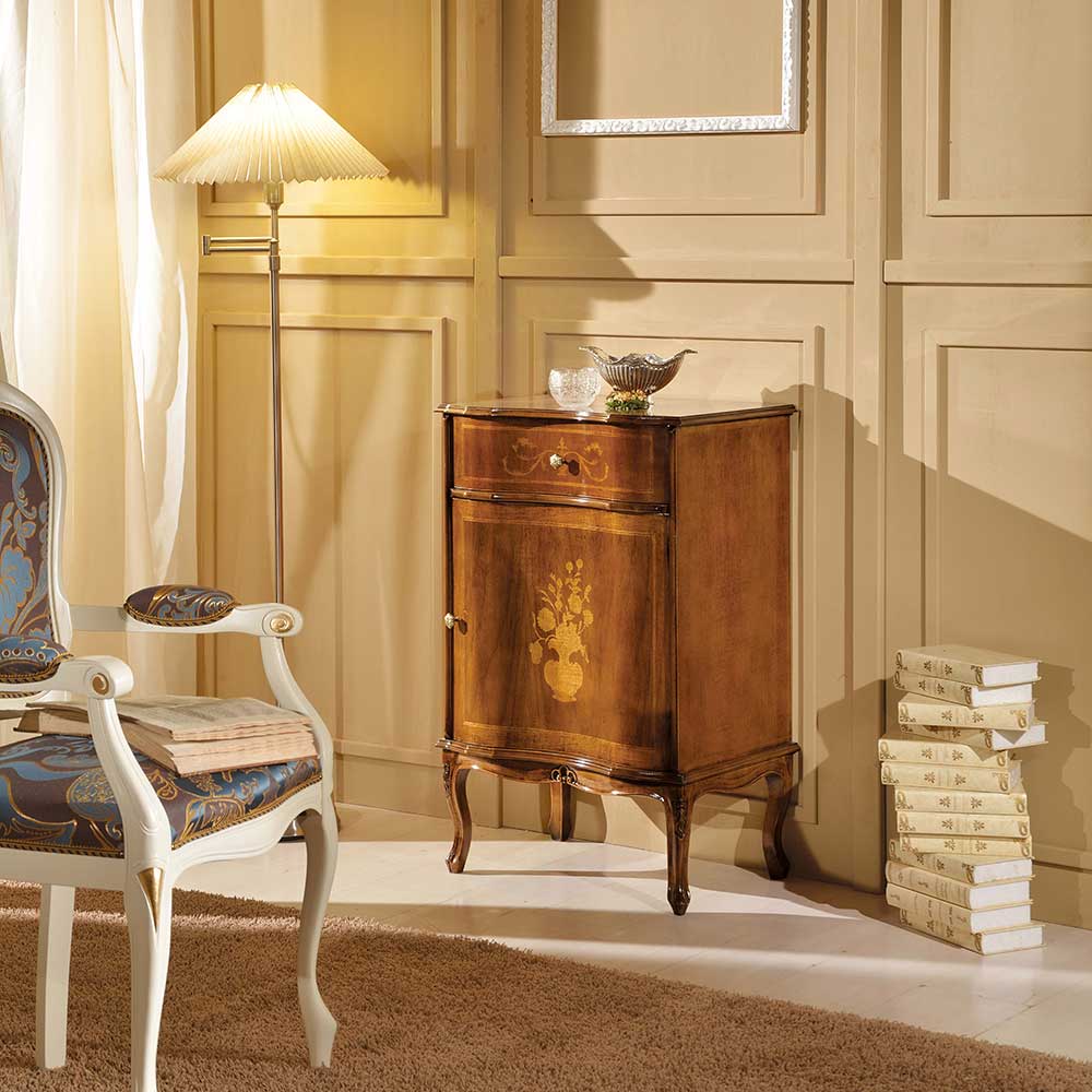 Italienische Kleinkommode im Barockstil Venerdina in Nussbaum Braun