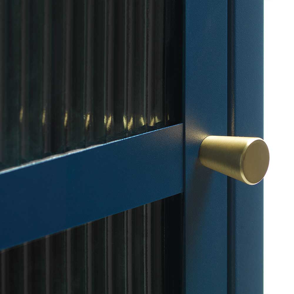 58x160x40 cm Metall Vitrine in Blau - Liseola