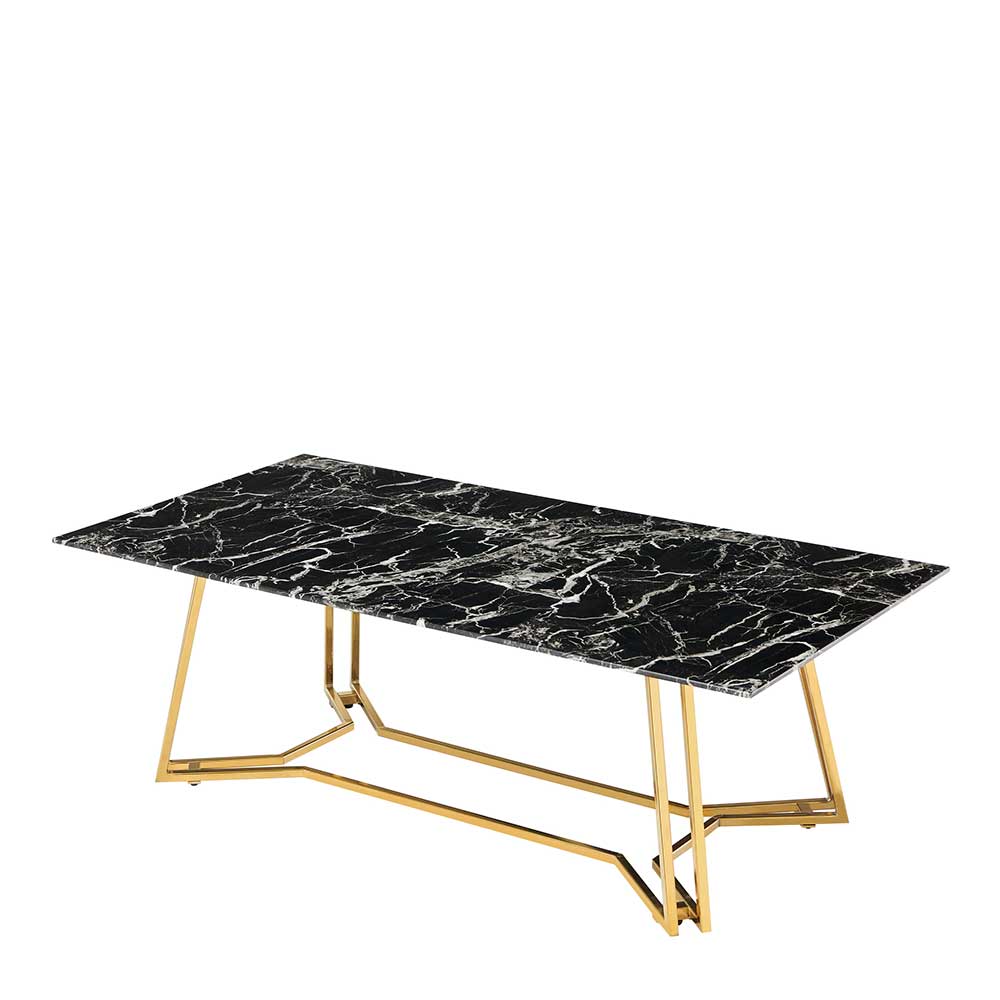 Glas Couchtisch in Schwarz Grau Marmor Optik - Goyan