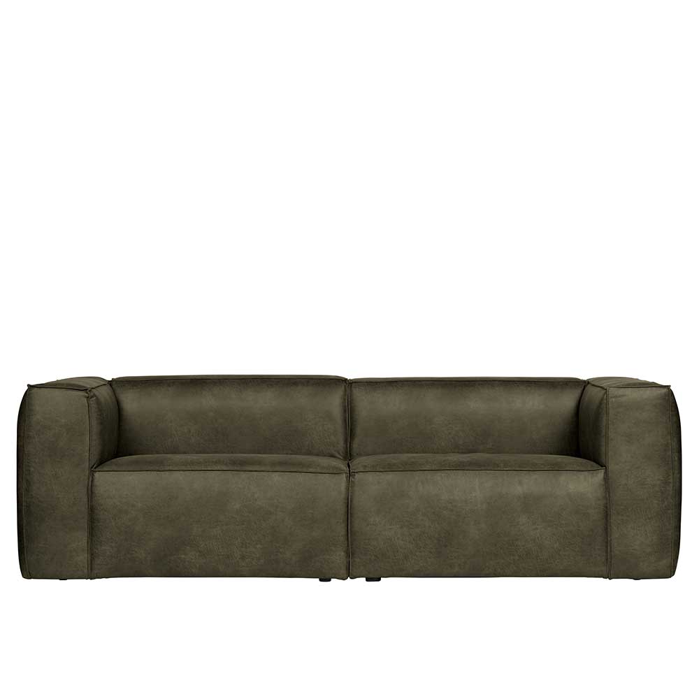 4 Sitzer Ledersofa in Oliv Grün - Josch
