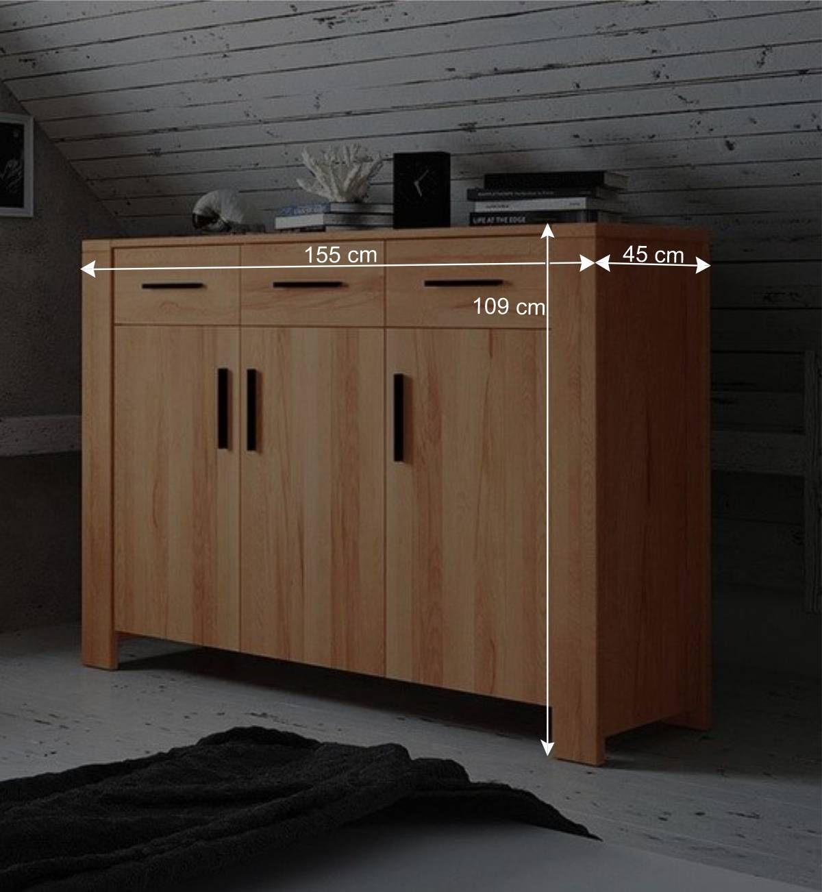 Wohnzimmer Sideboard Mosniak aus Kernbuche Massivholz