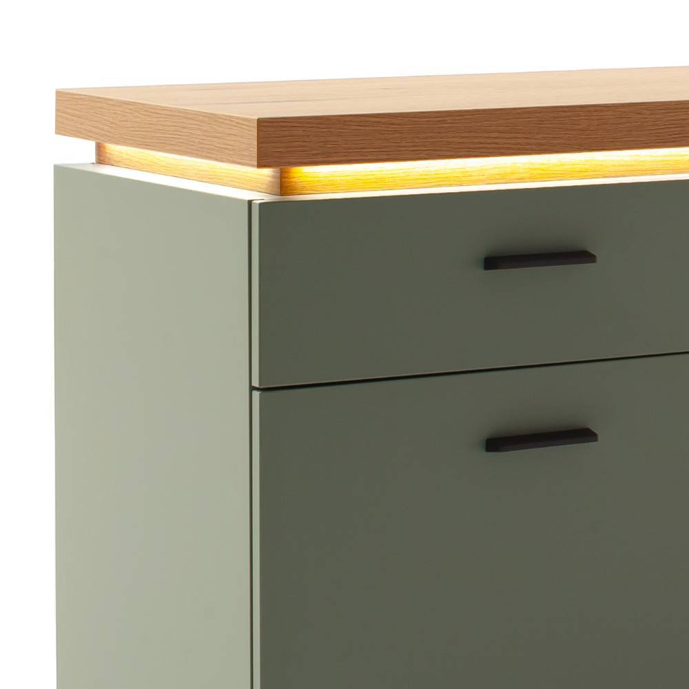 Sideboard in Graugrün mit Eiche Dekor - Kwin