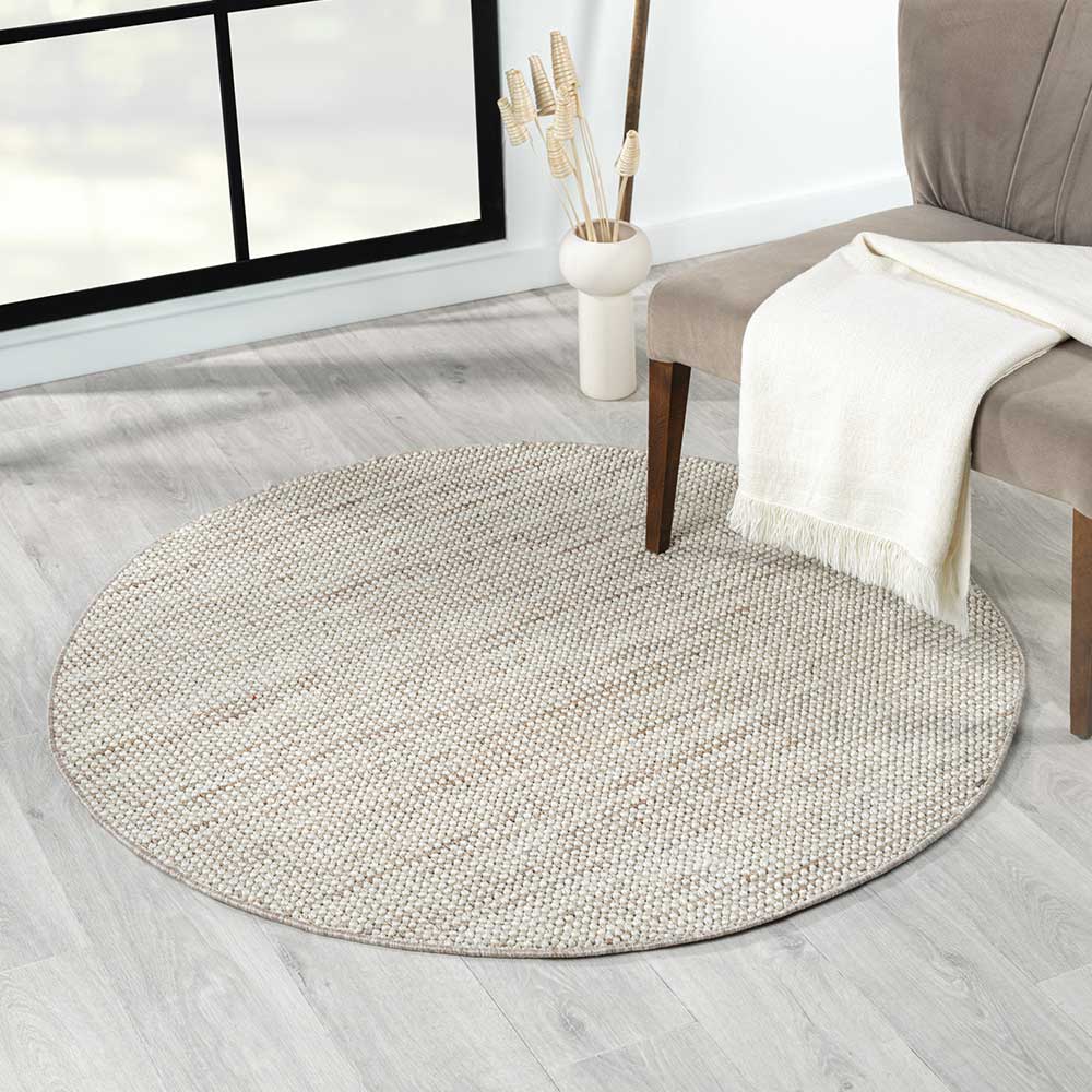 Runder Skandi Design Teppich in Sisal Optik - Lephanta