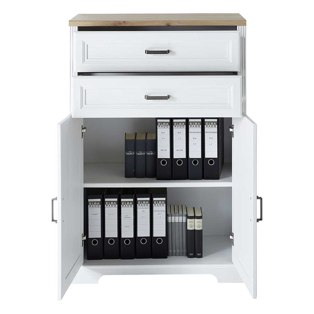 86x127x38 Büro Ordnerschrank 2-türig & 2 Schubladen - Mehady