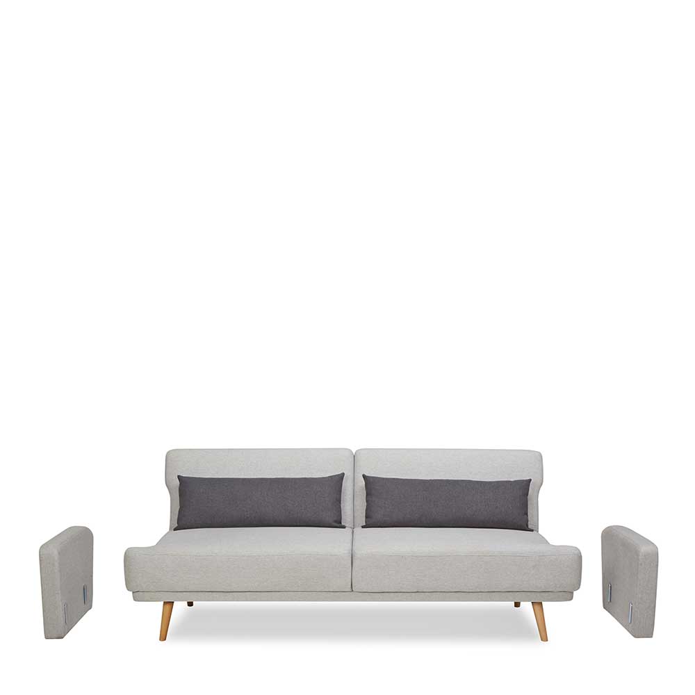 Schlafsofa in Hellgrau und Kiefer - Posadas