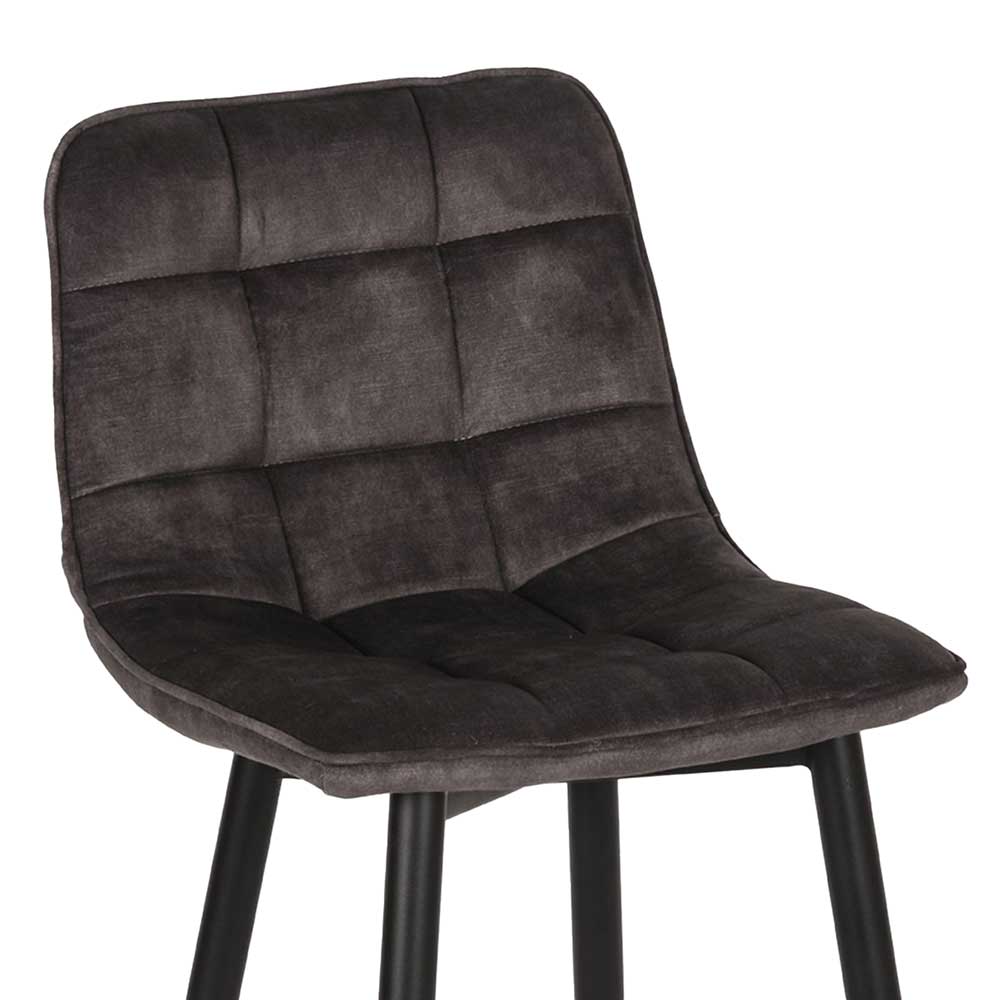 Velours Barstuhl Duo in Anthrazit - Caroli (2er Set)