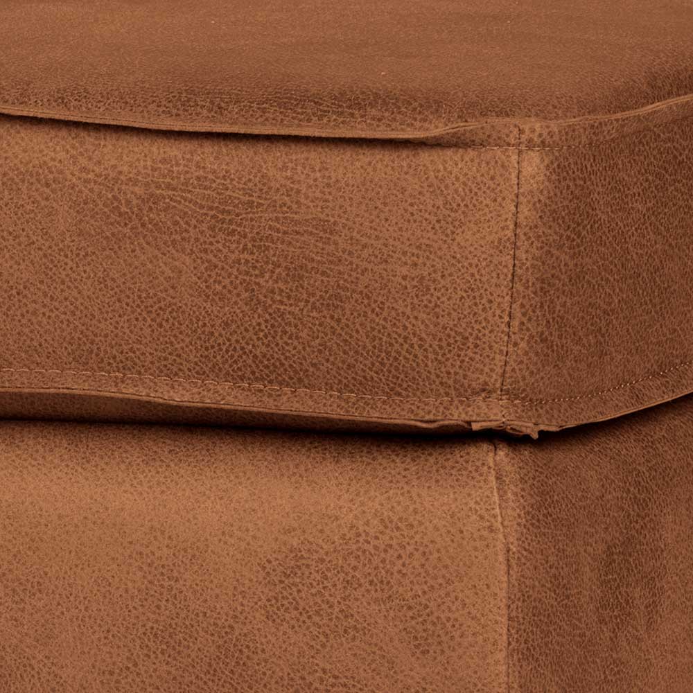 Recyclingleder Hocker in Cognac Braun - Sina