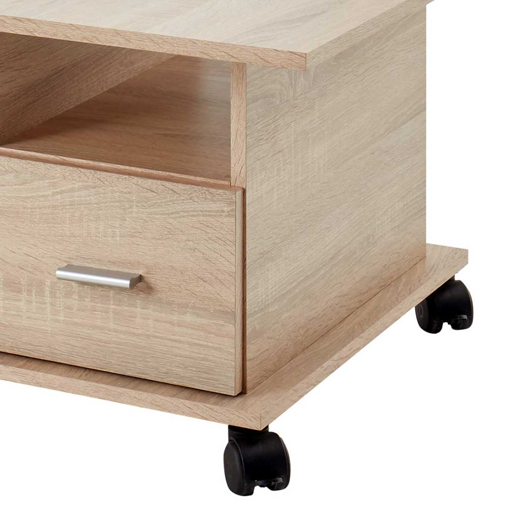 Heller Couchtisch mit geschlossener Schublade und praktischen Rollen für flexible Nutzung – Ackora