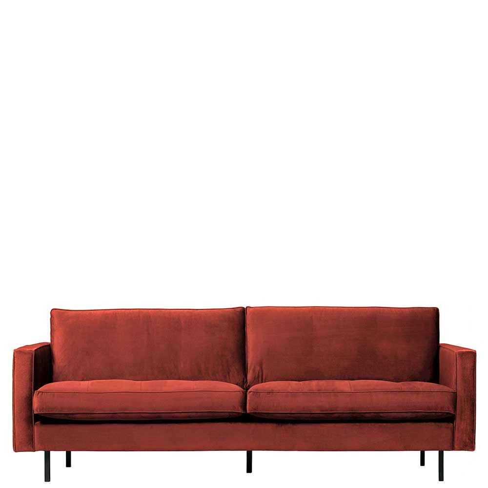 230x83x88 Samt Wohnzimmercouch in Kastanien Braun - Enzing