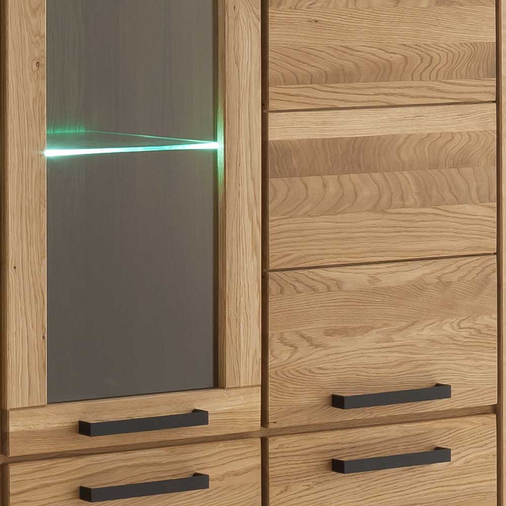 Wildeiche Vitrinenschrank teilmassiv - Sophia