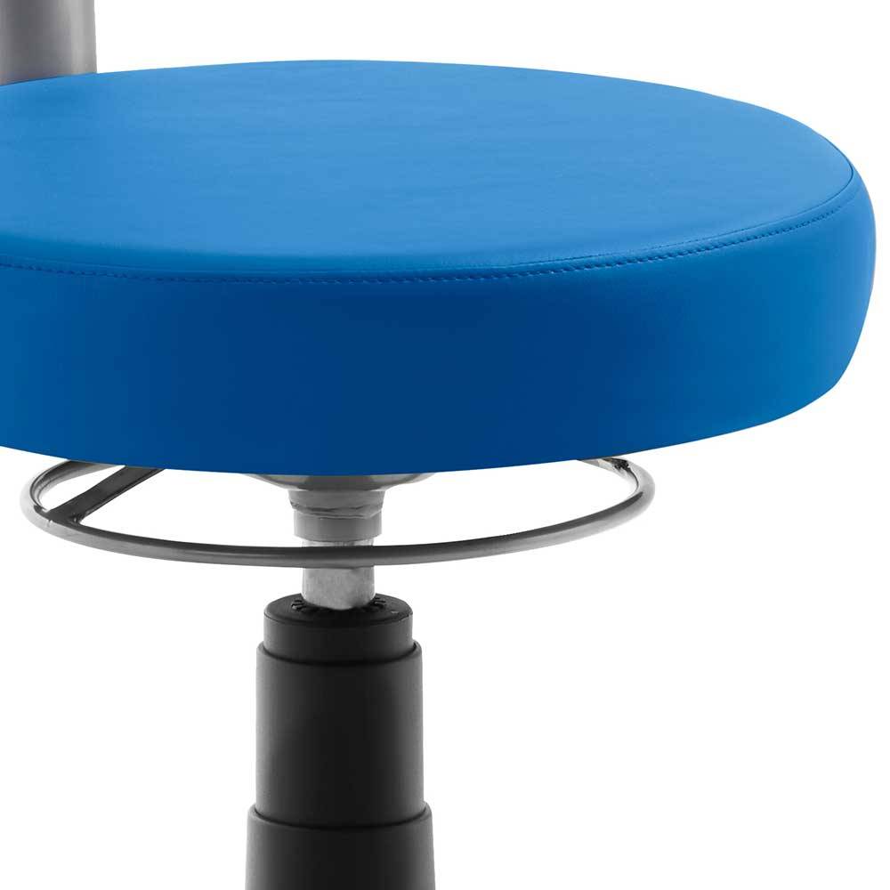 Drehbarer Bürohocker in Blau mit Schwarz - Vannos