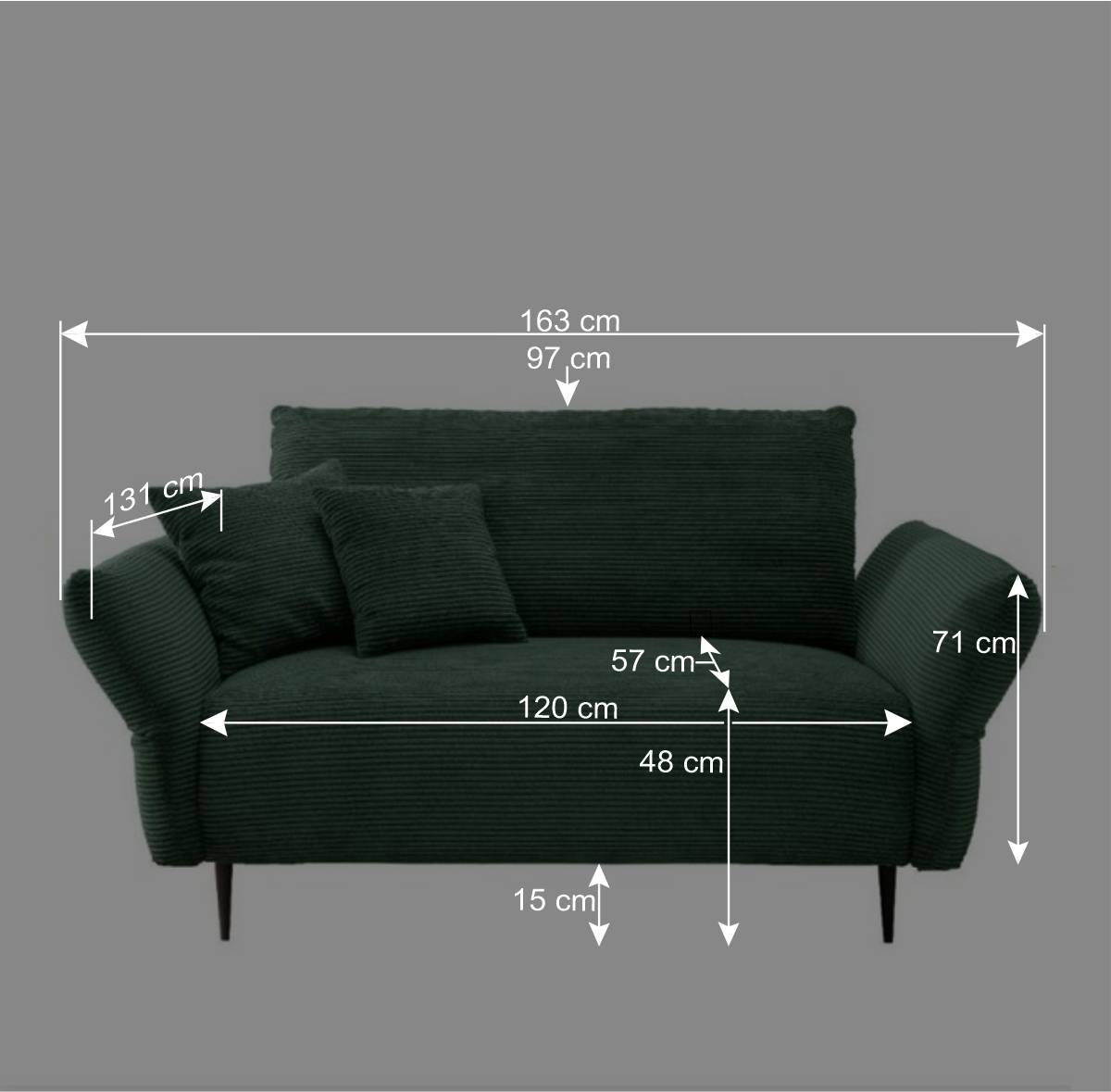 Cord Couch in Dunkelgrün - Devan