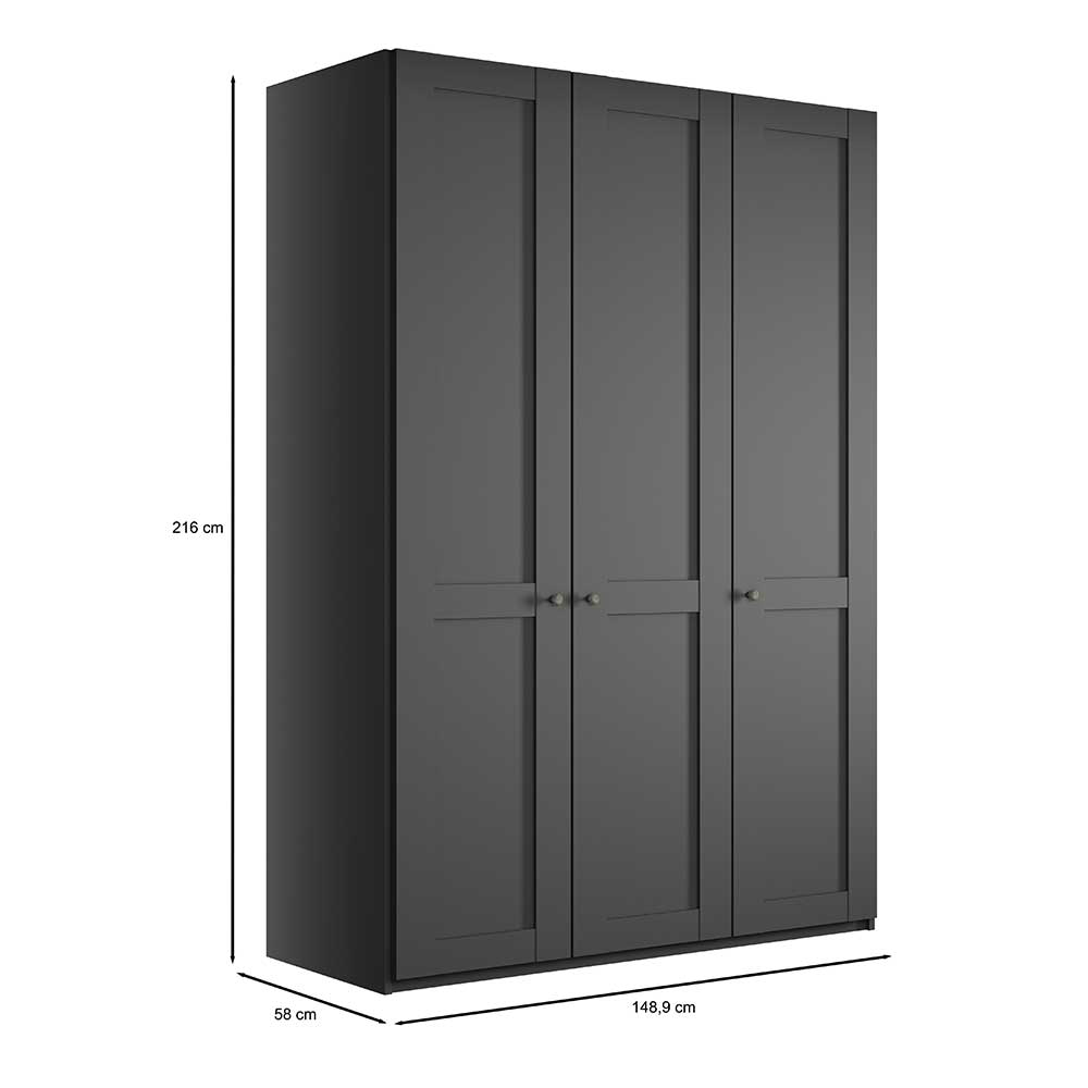 Kleiderschrank 3-türig mit Metallgriffen - Mataram