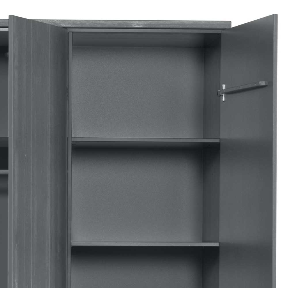 Kiefernholz Kleiderschrank in Dunkelgrau - Isnos