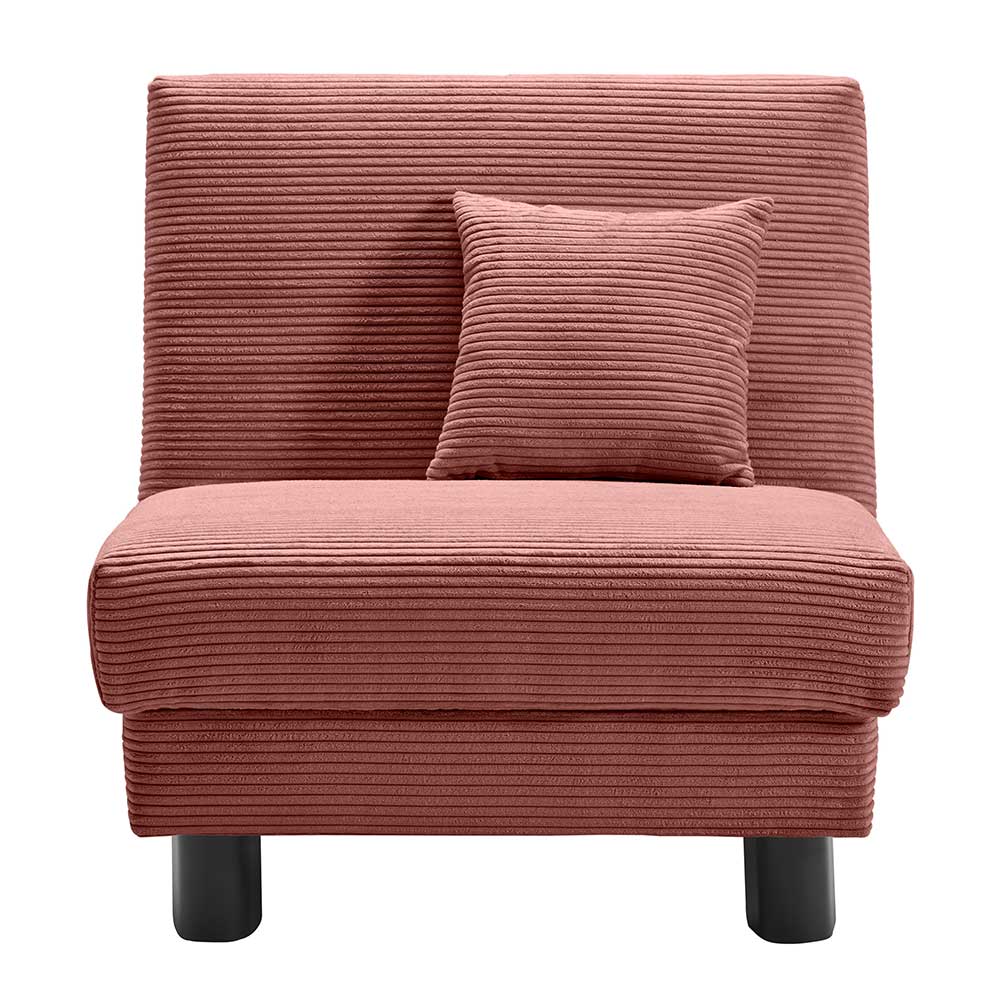 Roter Cord Klappsessel mit Kissen und schwarzem Fußgestell – Isakin