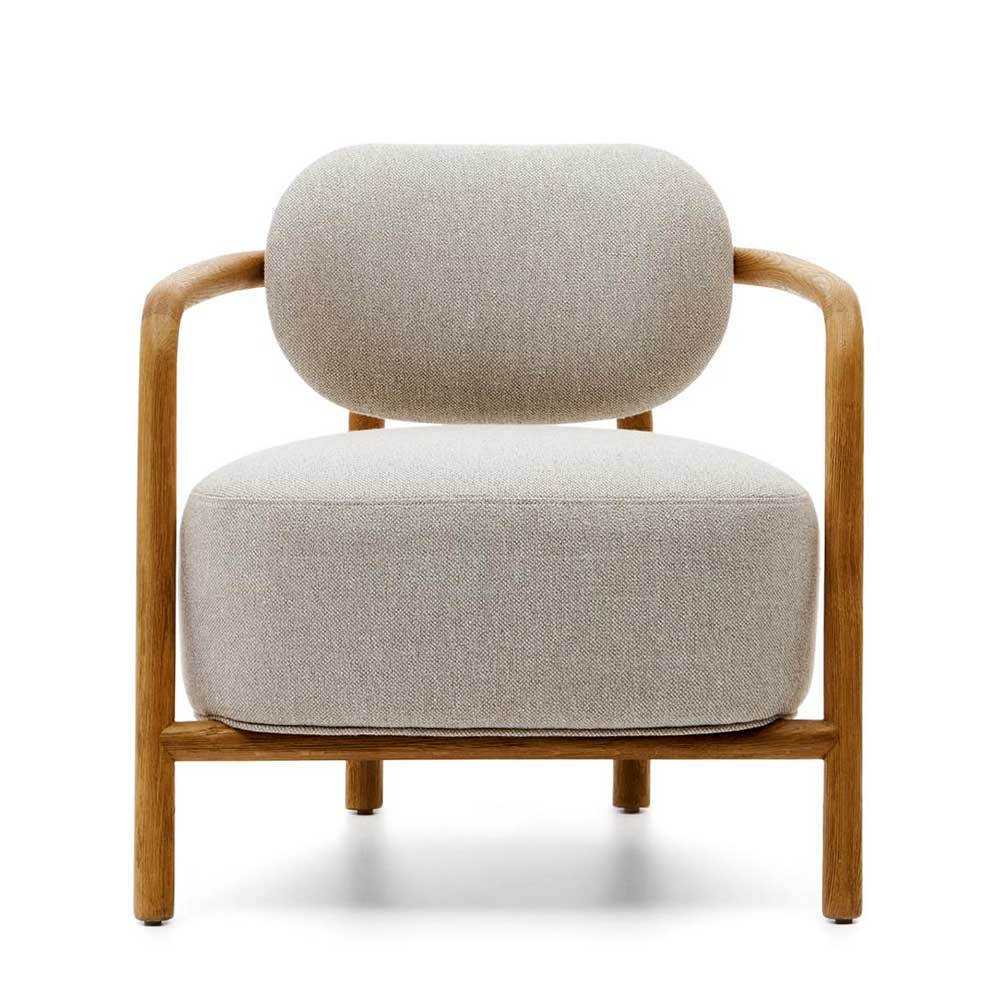 Skandi Design Sessel aus Chenille und Massivholz - Yilton