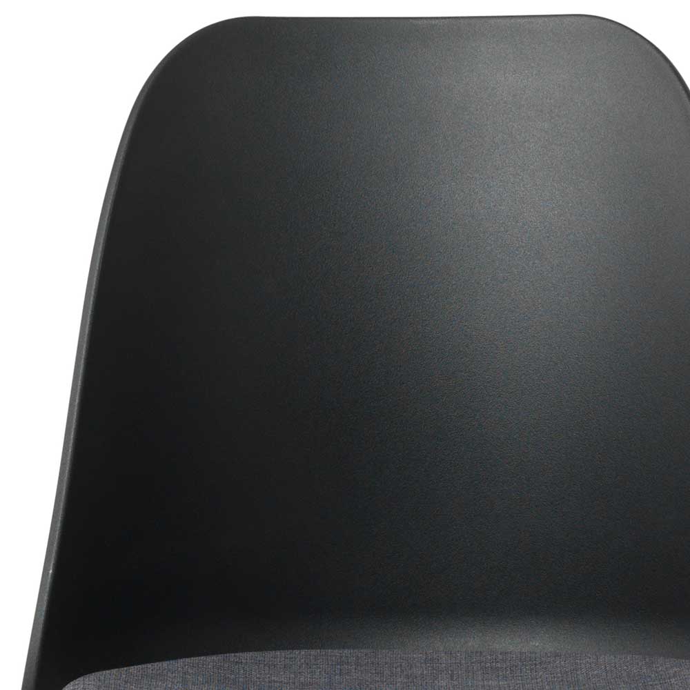 Schwarze Schalenstühle mit Stoffsitz Grau - Vorcalo (2er Set)