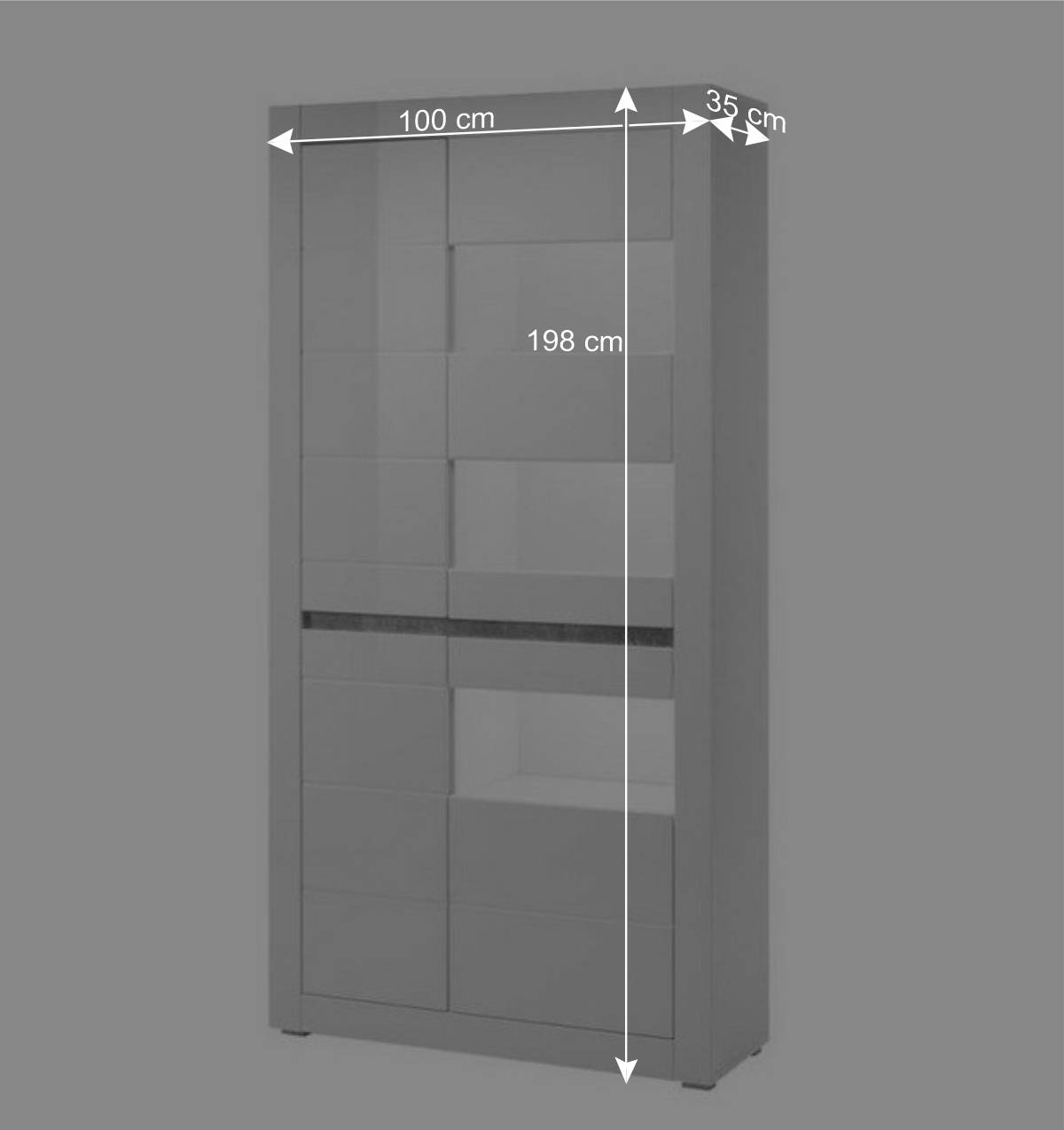 Wohnzimmer Möbel Programm in Hochglanz Weiß Mextra mit Beton Dekpr (vierteilig)