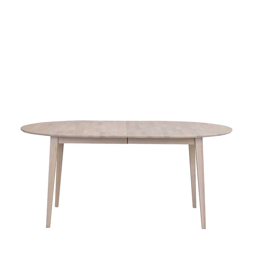 Ovaler Massivholztisch in White Wash Pessoa Eiche