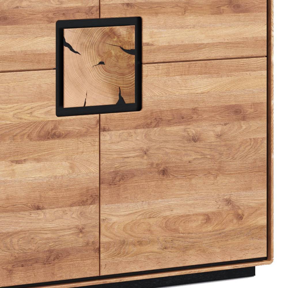 Wildeiche Highboard mit Glas Einsatz - Shipper