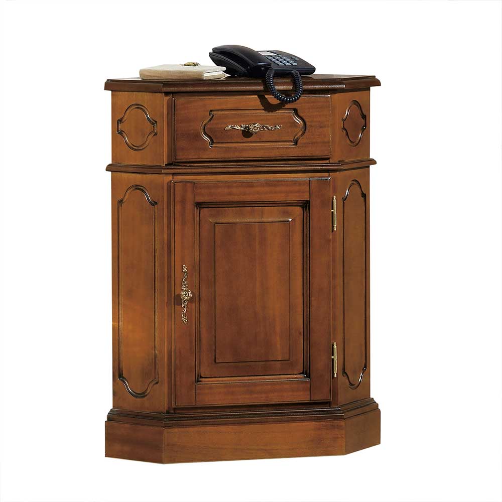 Klassische Eckkommode aus Massivholz Nussbaum mit eleganten Griffen für stilvollen Stauraum – Uno