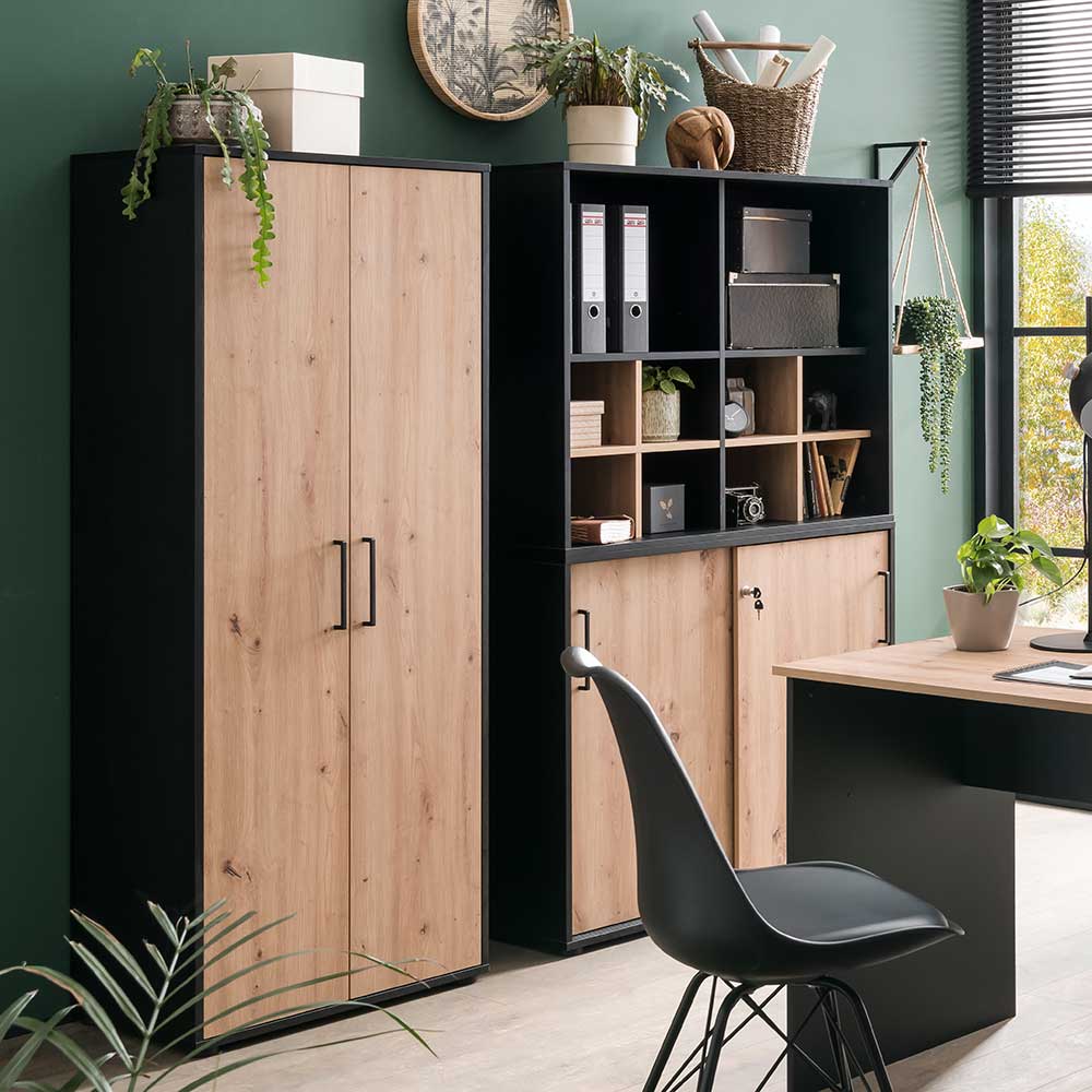 Aktenschrank in Wildeiche und Schwarz im modernen Büro als Teil der Einrichtung – Evasilica