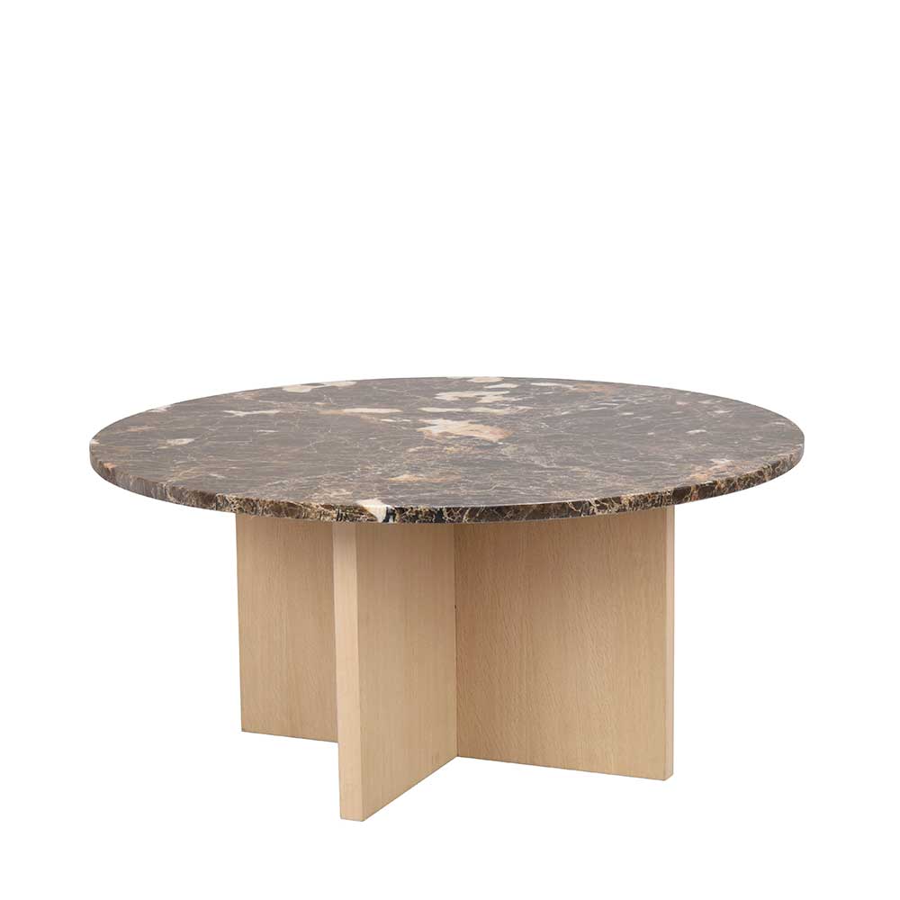 Runder Sofatisch mit Marmorplatte Braun - Pluggia