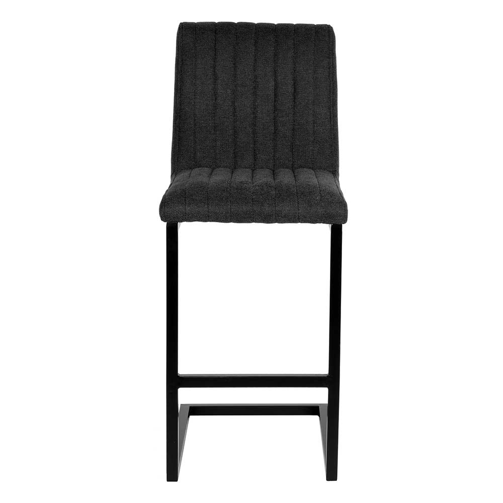 Barhocker mit Lehne aus Strukturstoff Anthrazit - Talyteo (2er Set)