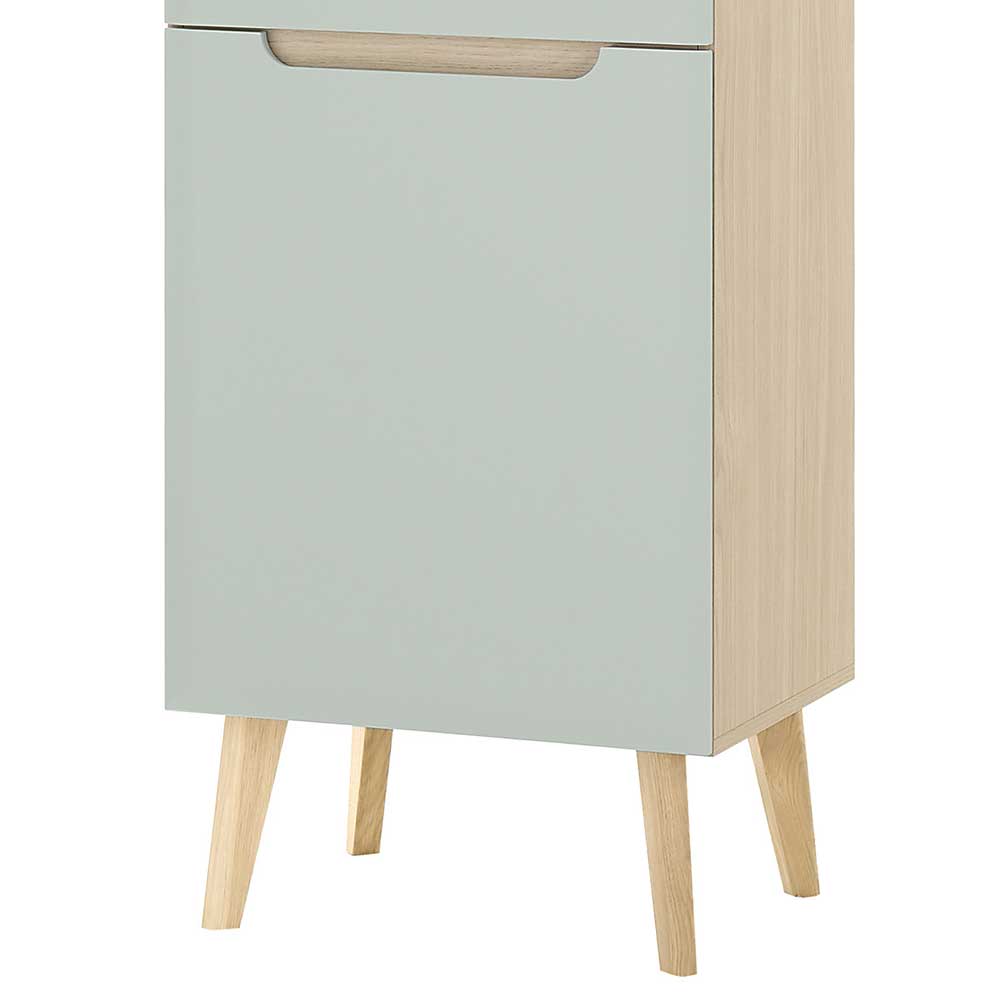 Vitrinenschrank in Mintgrün und Eiche - Armina