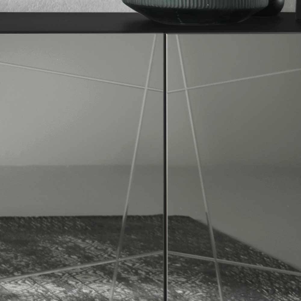 Nahaufnahme der Spiegeltüren mit modernem geometrischem Muster in Rauchgrau – Odangelo