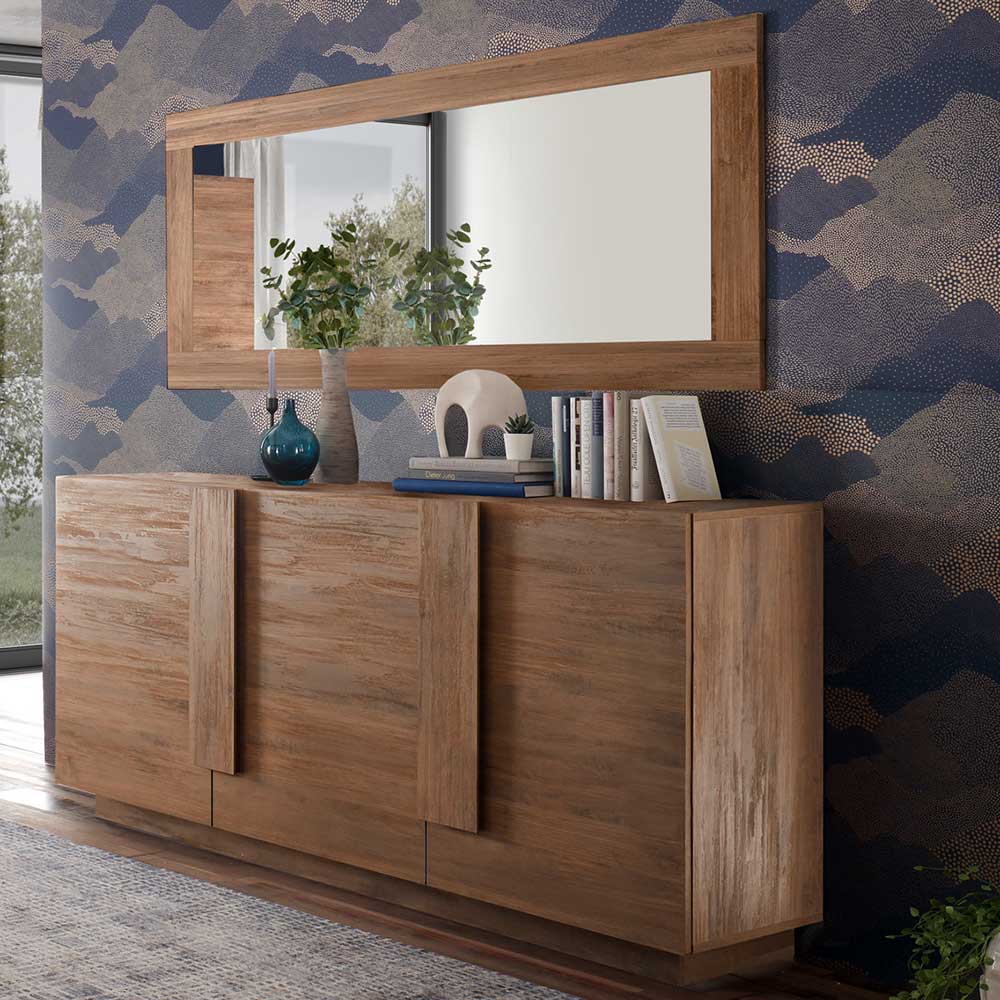 Geräumiges Sideboard aus Holz in natürlicher Optik für Wohnzimmer oder Essbereich – Basento