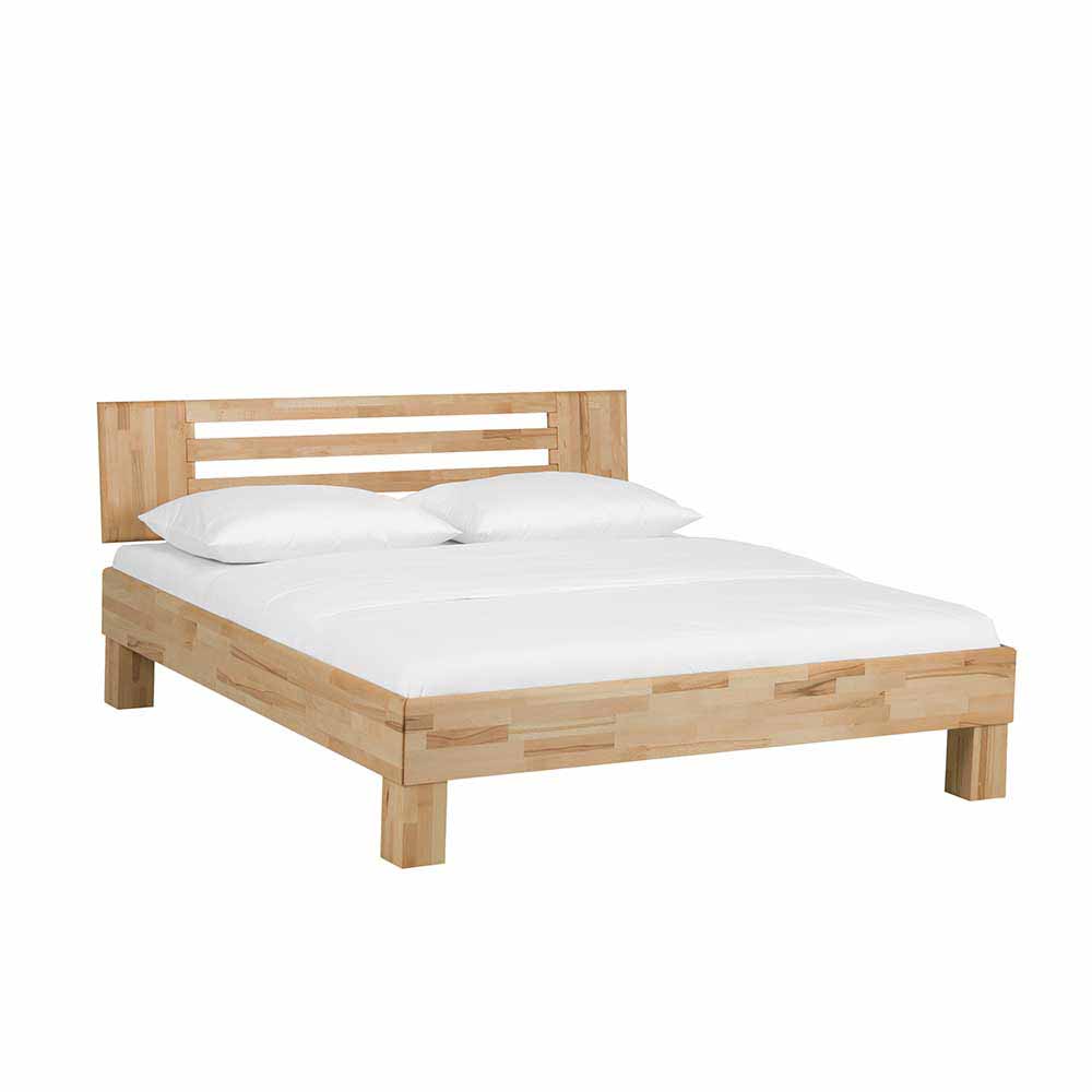 Schönes Doppelbett aus heller Kernbuche natur geölt mit stabilem Bettgestell für Ihr Schlafzimmer – Life