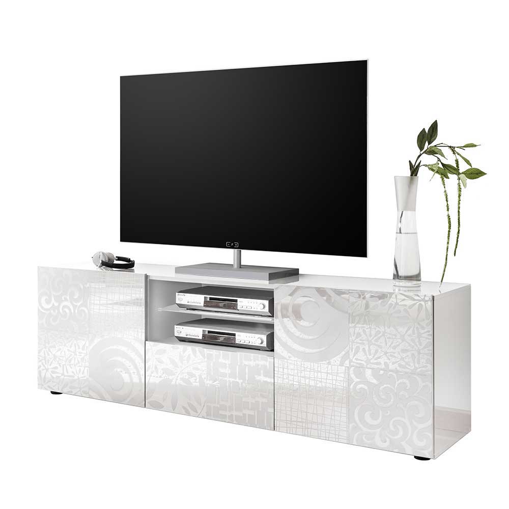 TV Board in Hochglänzend Weiß lackiert - Vascaub I
